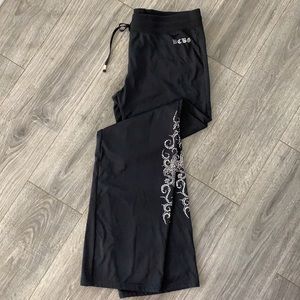 Vintage BCBG Embellished Black Track Pants Size XL